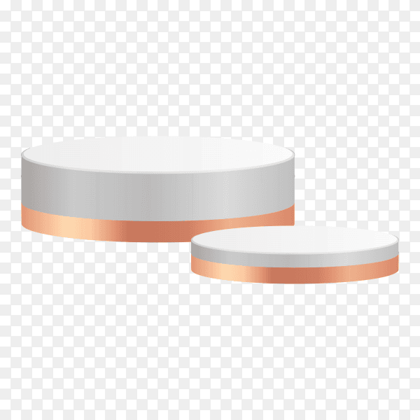 White and gold cylinder podiums metal material on transparent background PNG