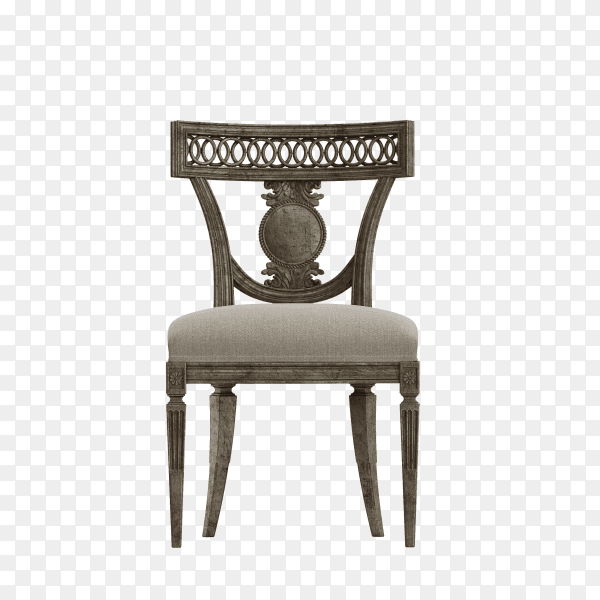 Wooden chair chair upholstered in a beautiful cloth isolated on transparent background PNG