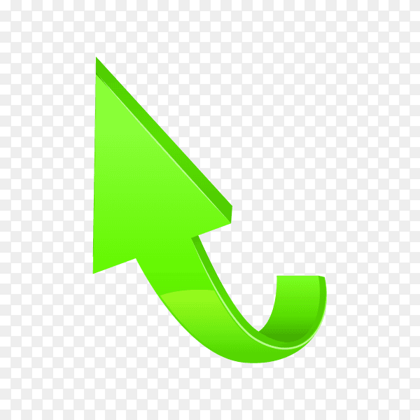 3D Green arrow isolated on transparent background PNG