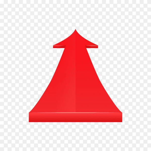 3D glossy red arrow on transparent background PNG