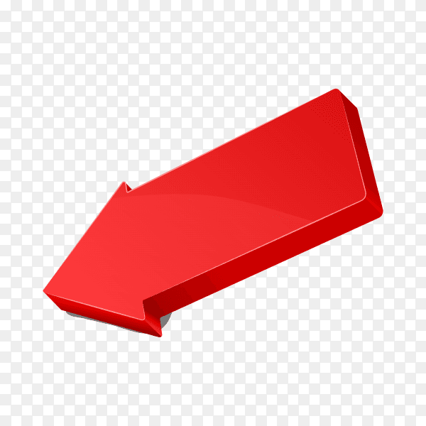 3D red arrow icon on transparent background PNG