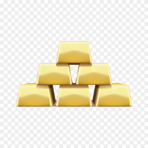 A pile of gold bars on transparent background PNG