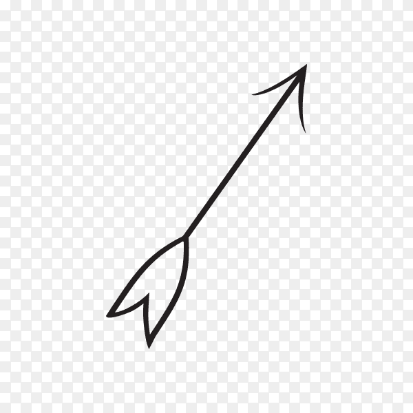 Abstract black hand drawn arrow illustration on transparent background PNG