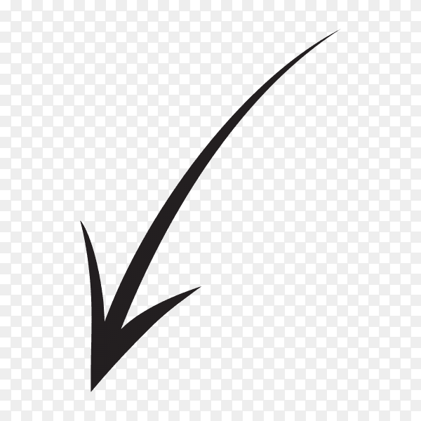 Abstract black hand drawn arrow isolated premium vector PNG