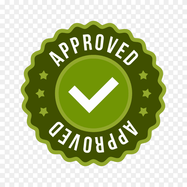 Approved label sticker icon on transparent background PNG