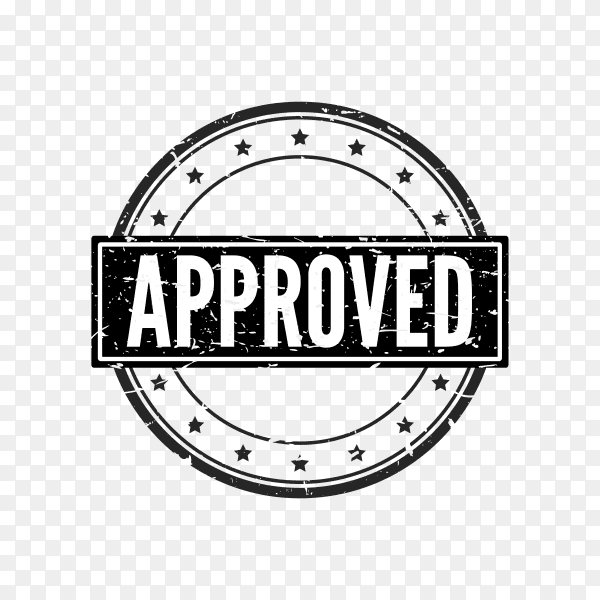 Approved stamp illustration on transparent PNG