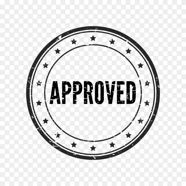 Approved stamp illustration on transparent background PNG
