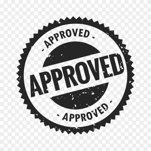 Approved stamp in rubber style on transparent background PNG