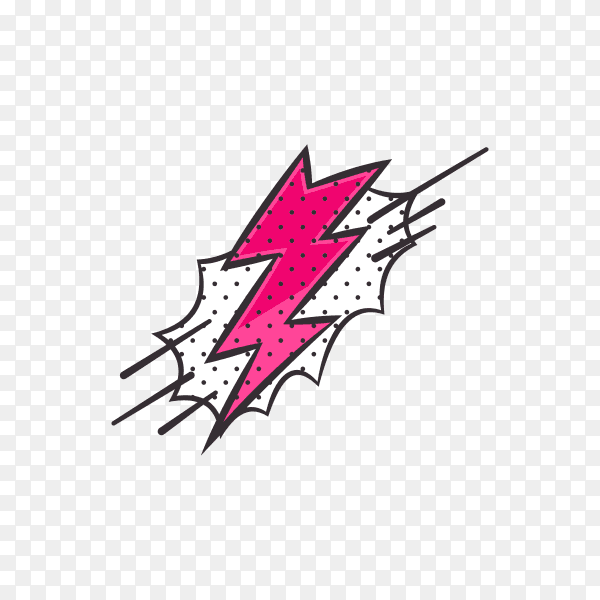 Arrow and lightning flash comic book and doodle style on transparent background PNG