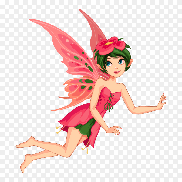 Beautiful flower fairy on transparent background PNG