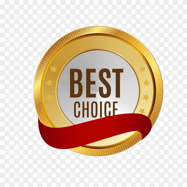 Best choice golden label badge design on transparent background PNG