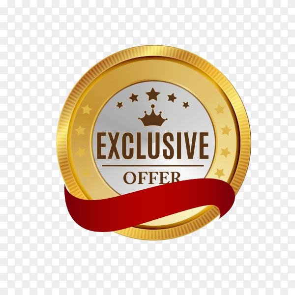 Best offer golden label badge design on transparent background PNG
