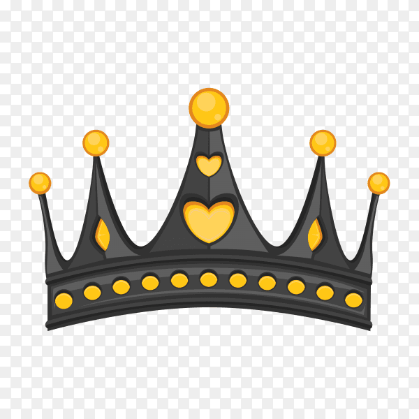 Black crown isolated premium vector PNG