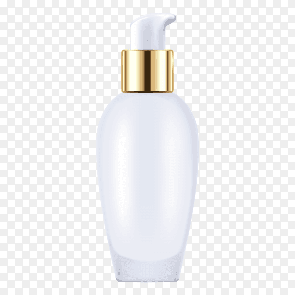 Blank cosmetic bottle with press pump mockup isolated on transparent background PNG