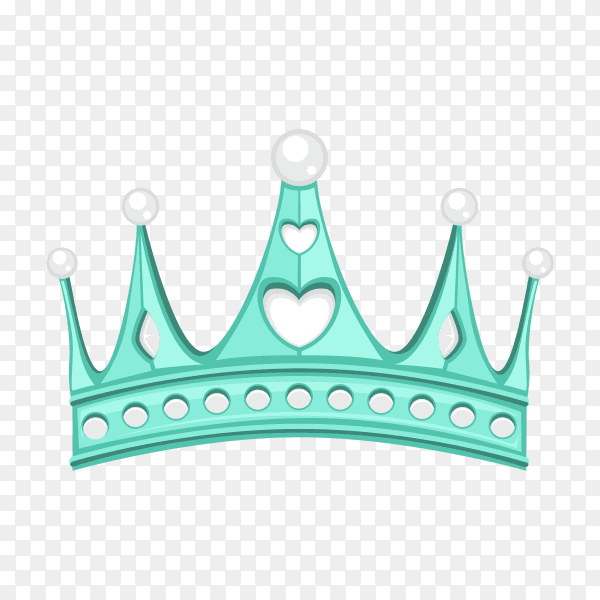 Blue crown in flat design on transparent background PNG