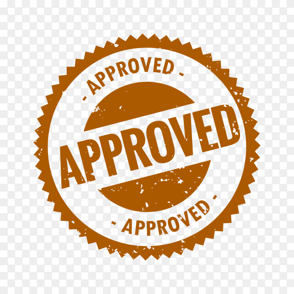 Brown Approved stamp in rubber style on transparent background PNG
