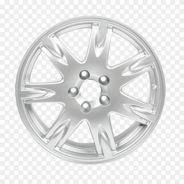 Car alloy wheel isolated on transparent background PNG