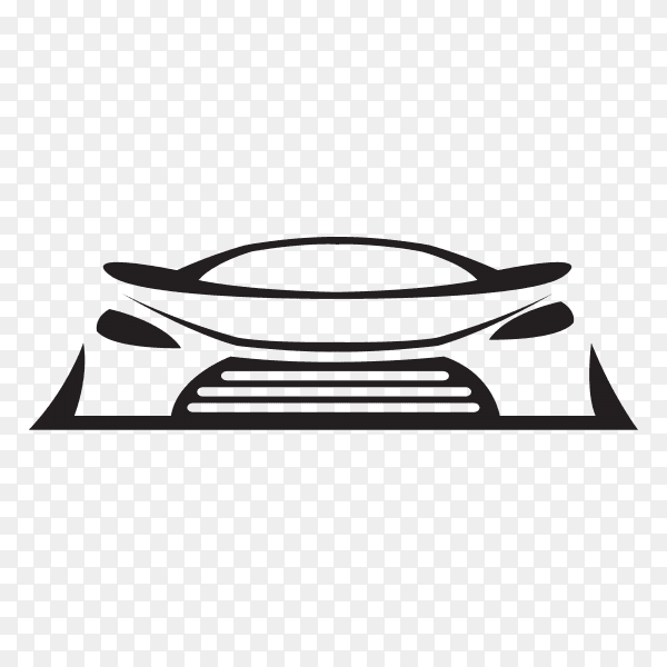 Car concept with black silhouette on transparent PNG