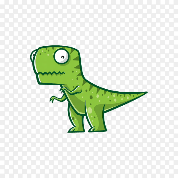 Cartoon dinosaur was standing with two legs on transparent background PNG