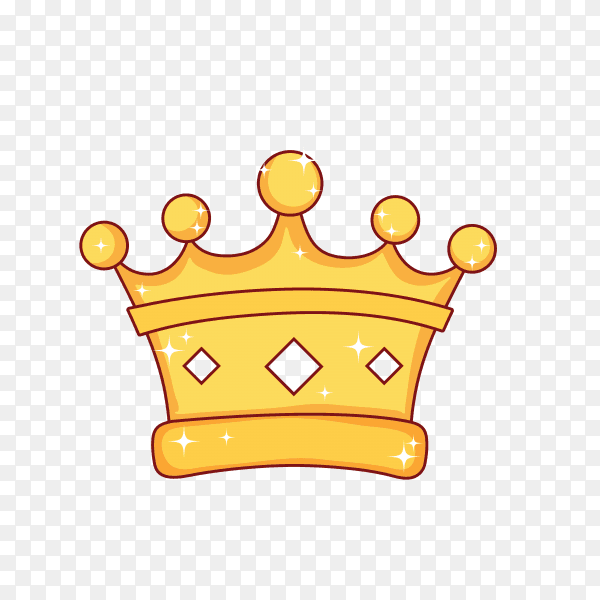 Cartoon king crown on transparent background PNG