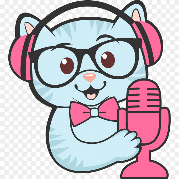 Cat and music illustration on transparent background PNG