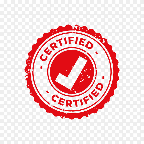 Certified and approved rubber stamp on transparent background PNG