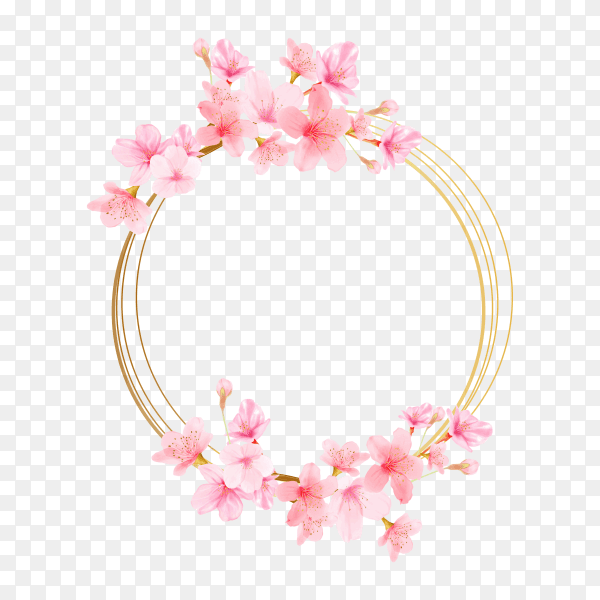 Cherry blossom frame card on transparent background PNG