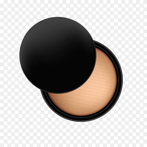 Compact powder in black container isolated on transparent background PNG