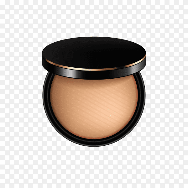 Compact powder in black container on transparent background PNG