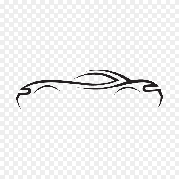 Concept black car silhouette on transparent PNG