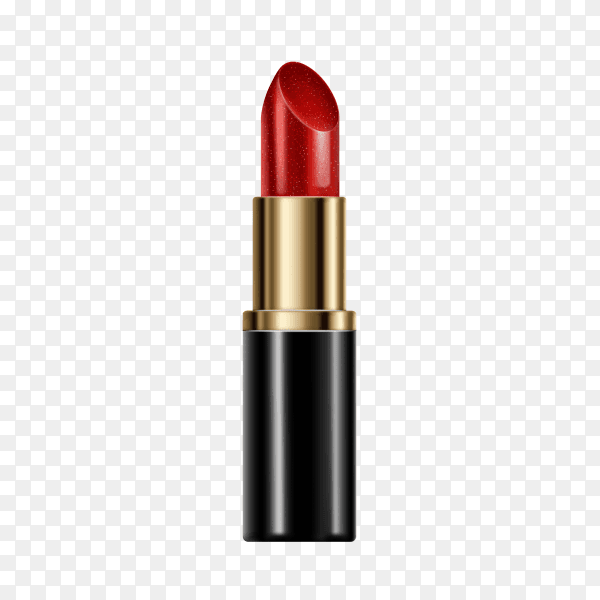 Cosmetic lipstick makeup in red color on transparent background PNG