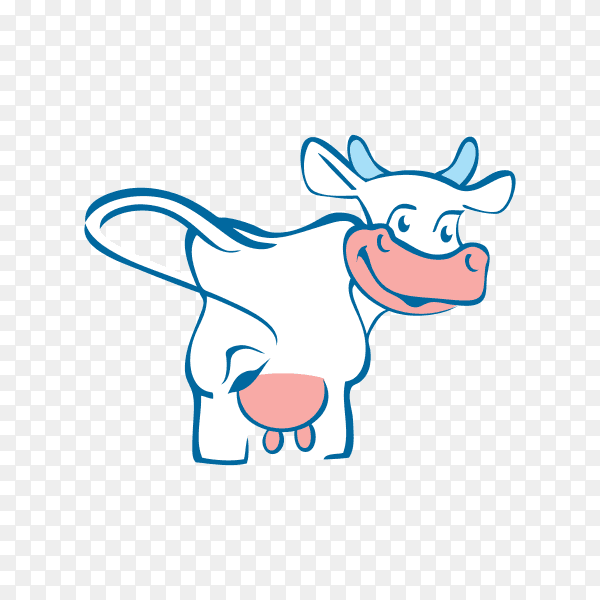 Cow smiling cartoon illustration on transparent background PNG