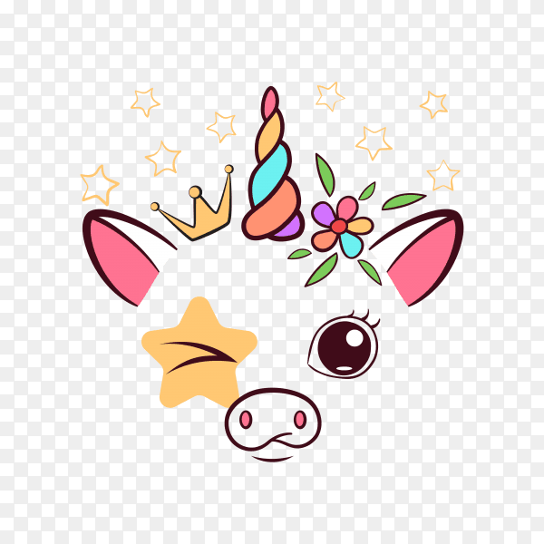 Cow unicorn pattern on transparent background PNG