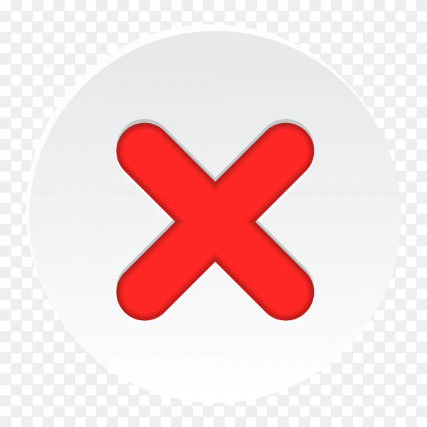 Cross mark icon in red color on transparent background PNG