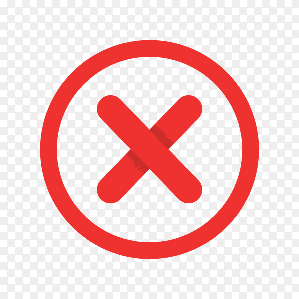 Cross mark isolated on transparent background PNG
