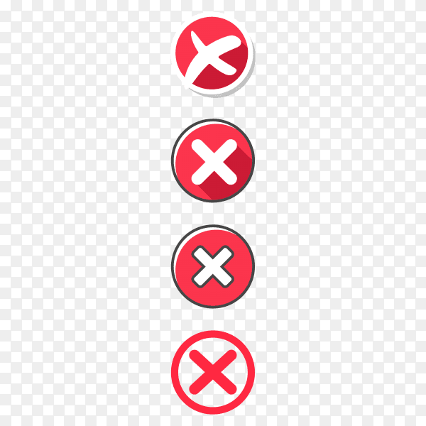 Cross marks icons isolated on transparent background PNG