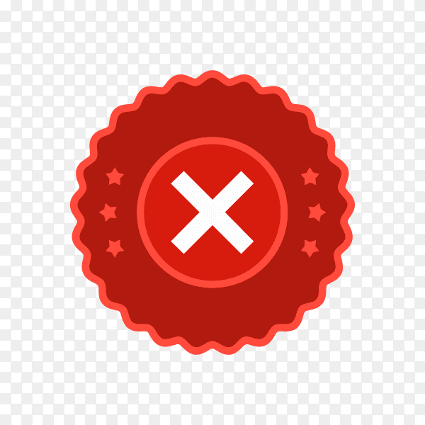 Cross red icon isolated on transparent background PNG