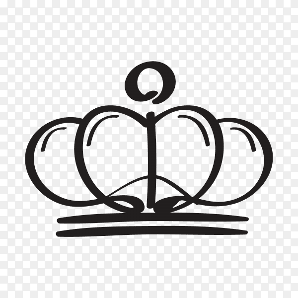 Crown Hand drawn logo on transparent background PNG