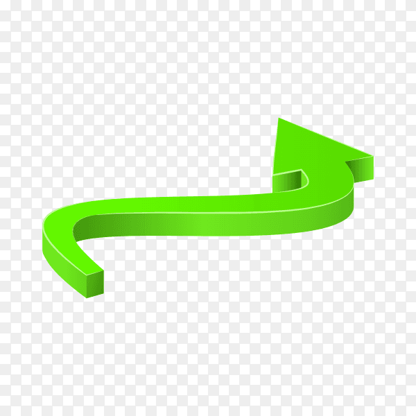 Curved green arrow icon on transparent background PNG