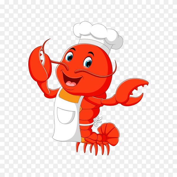 Cute lobster chef and fish chef cartoon premium vector PNG