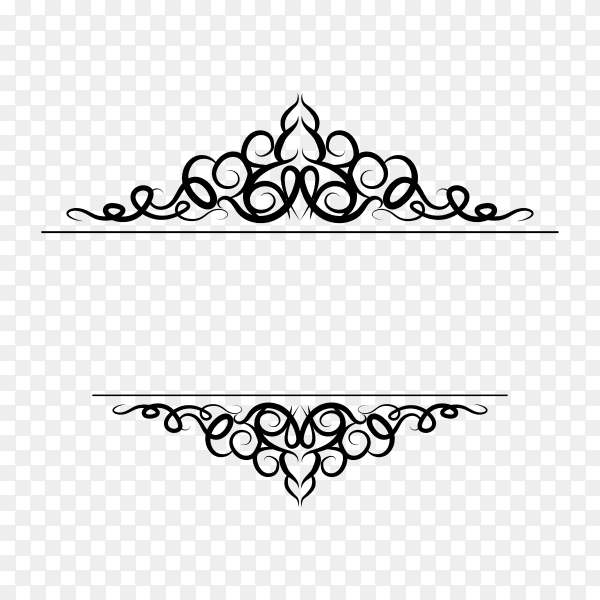 Decoration design elements with page decor and crown isolated premium vector PNG