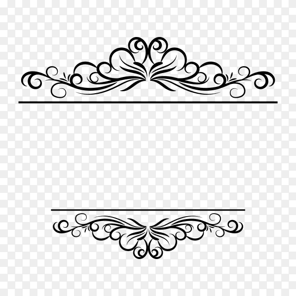 Decoration design elements with page decor and crown on transparent PNG
