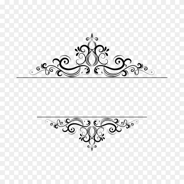 Decoration design elements with page decor and crown on transparent background PNG