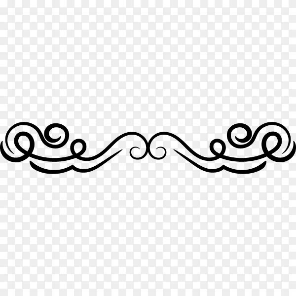 Decorative swirl floral ornament isolated on transparent background PNG