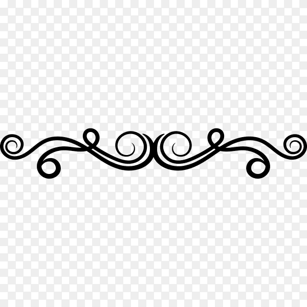 Decorative swirl floral ornament on transparent PNG