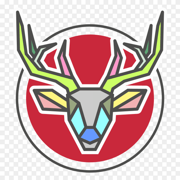 Deer shield style logo on transparent background PNG