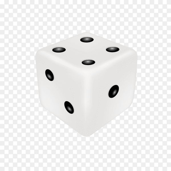 Dice in white color on transparent background PNG