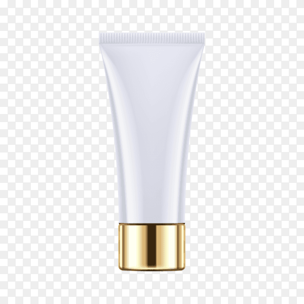 Empty and clean tube with cap for cosmetic cream or body lotion on transparent background PNG