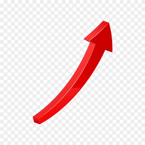 Glossy red 3d arrow isolated on transparent background PNG
