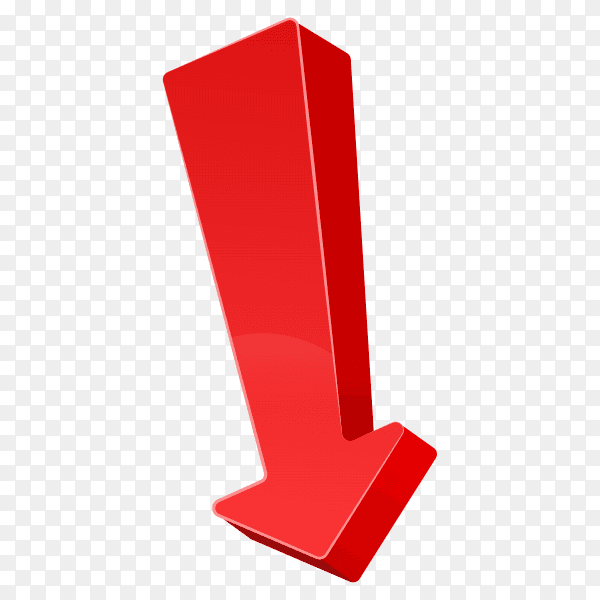 Glossy red 3d arrow isolated premium vector PNG